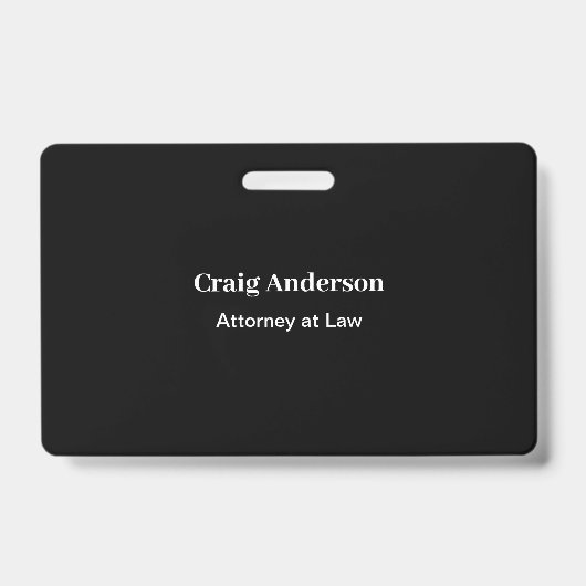Black Professional Plain Modern Elegant Badge (Voorkant)
