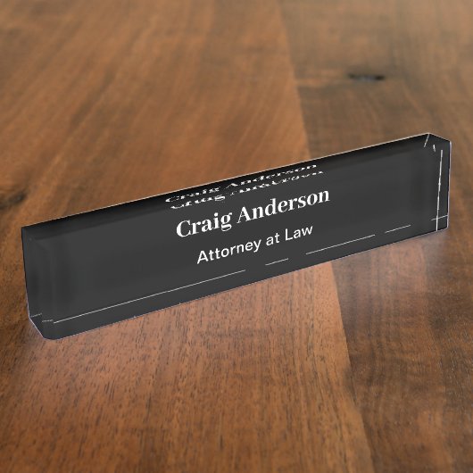 Black Professional Plain Modern Elegant Naambordje (Zijkant)