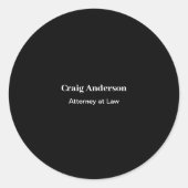 Black Professional Plain Modern Elegant Ronde Sticker (Voorkant)