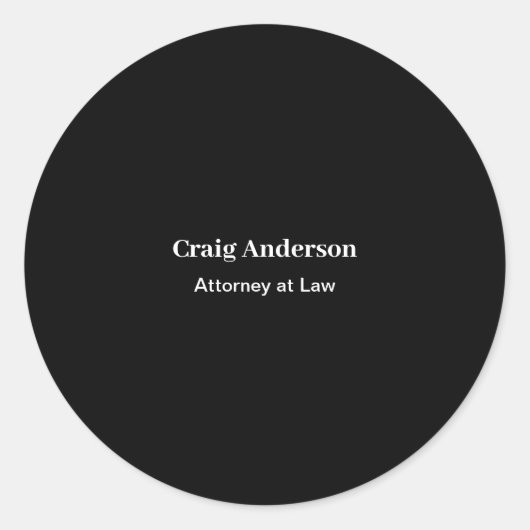 Black Professional Plain Modern Elegant Ronde Sticker (Voorkant)