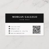Black Professional QR Code Business Logo Visitekaartje (Achterkant)
