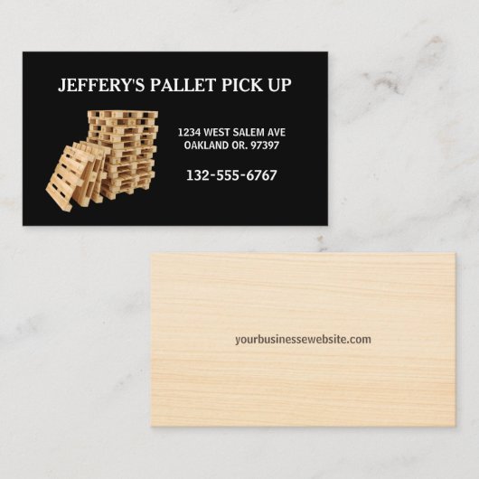 Black Professional Wood Pallet Crate Visitekaartje (Voorkant / Achterkant)
