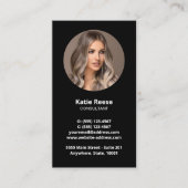 Black Professionele Foto Sociale Media QR Code Visitekaartje (Voorkant)