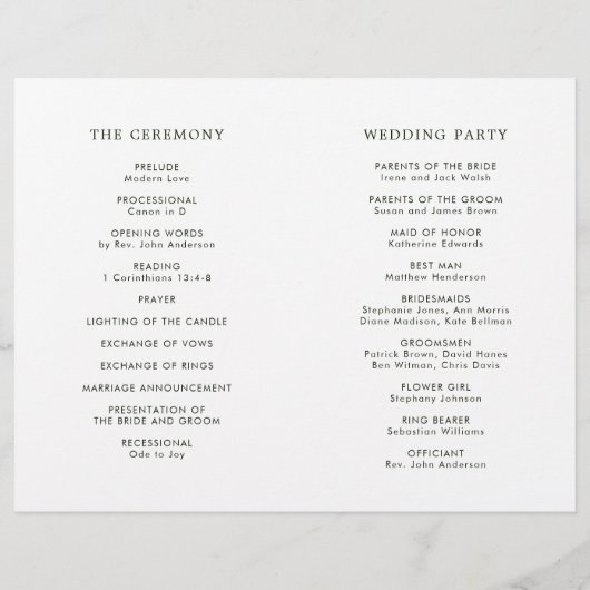 Black | Programma Tropische Floral Wedding Ceremon (Achterkant)