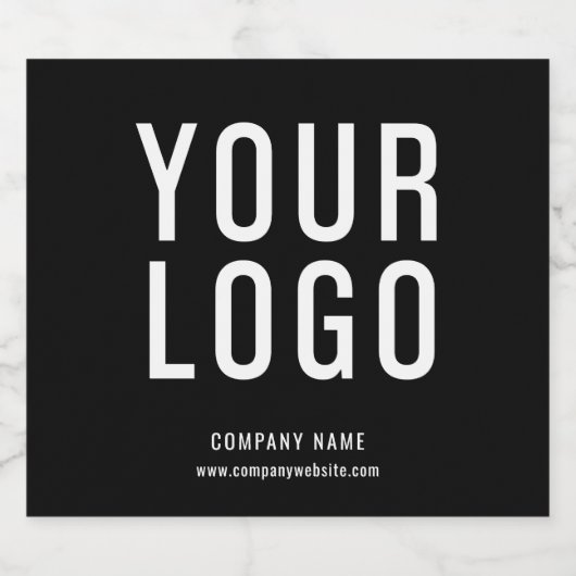 Black Promotional Business Logo Sparkling Wijnetiket (Enkel label)