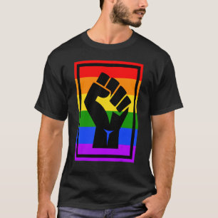 Black Protest Fist Lgbetq Gay Pride Flag Blm Unity T-shirt