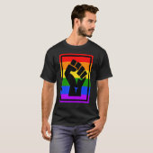 Black Protest Fist Lgbetq Gay Pride Flag Blm Unity T-shirt (Voorkant volledig)