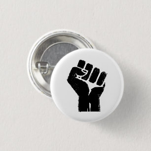 Black Protest Fist Ronde Button 3,2 Cm