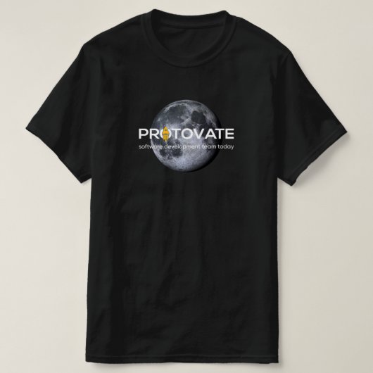 Black Protovate op het Moon Man T-shirt (Design voorkant)
