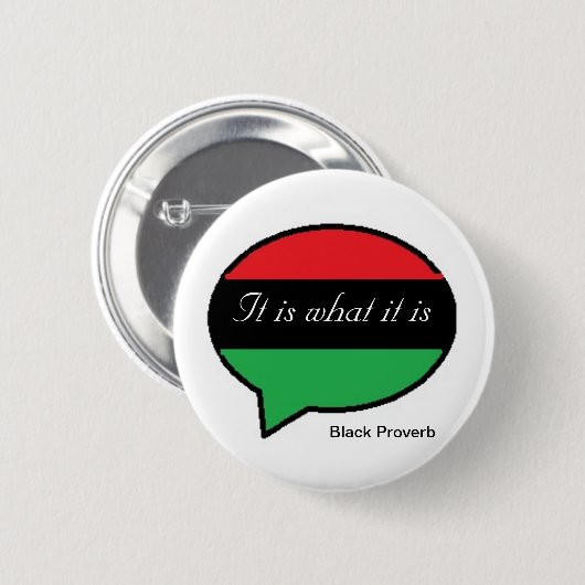 Black Proverb Button (Voorkant /achterkant)
