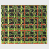 Black Pset Holly Berries Kerstfeest Cadeaupapier (Vlak)