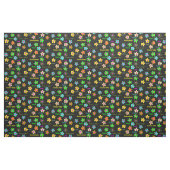 Black Psychedelic 60s Groovy Flowers Print Stof (Fat Quarter)