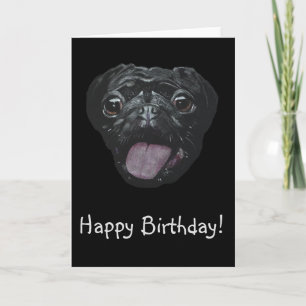 Black Pug Birthday  Kaart