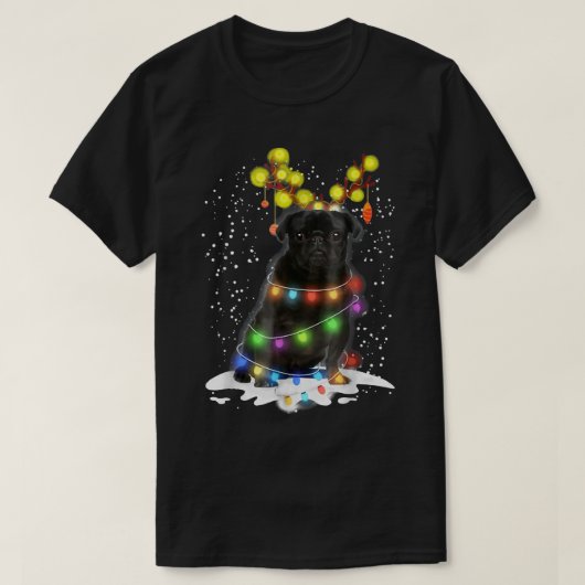 Black Pug Blinker Nice Dog Kerstmis T-shirt (Design voorkant)