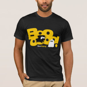 Black Pug Boo. Donkere T-shirts