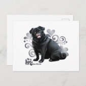 Black Pug Briefkaart (Voorkant / Achterkant)