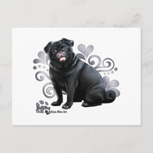 Black Pug Briefkaart (Voorkant)