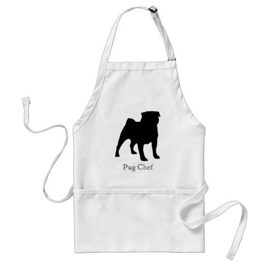 Black Pug Chef Apron Standaard Schort (Voorkant)