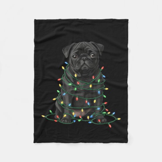 Black Pug Christmas I'm Fine Everything Is Fine Fleece Deken (Voorkant)