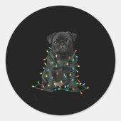 Black Pug Christmas I'm Fine Everything Is Fine Ronde Sticker (Voorkant)