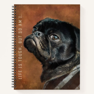 Black Pug Dog Aangepast Motivatie Notitieboek