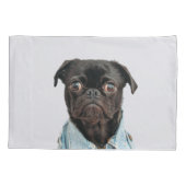 Black Pug Dog Add Text Kussensloop (Achterkant)