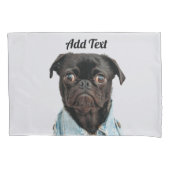 Black Pug Dog Add Text Kussensloop (Voorkant)