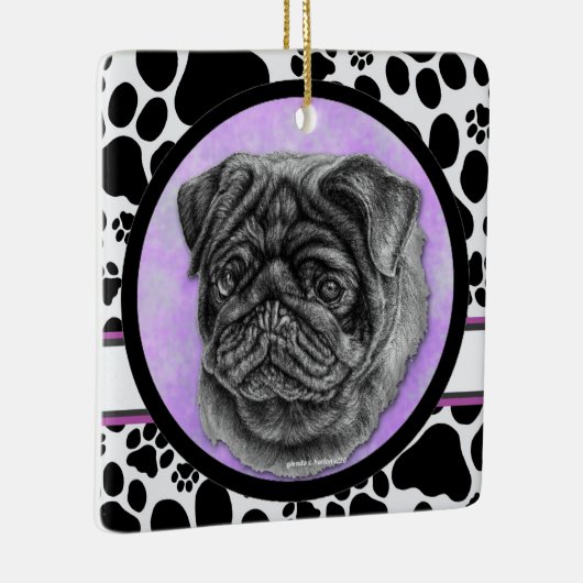 Black Pug Dog Art van Glenda Harlan Keramisch Ornament (Rechts)