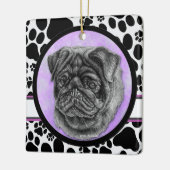 Black Pug Dog Art van Glenda Harlan Keramisch Ornament (Links)