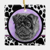 Black Pug Dog Art van Glenda Harlan Keramisch Ornament (Voorkant)