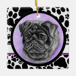 Black Pug Dog Art van Glenda Harlan Keramisch Ornament