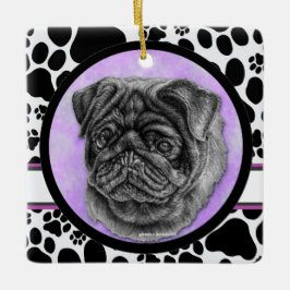 Black Pug Dog Art van Glenda Harlan Keramisch Ornament