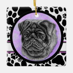 Black Pug Dog Art van Glenda Harlan Keramisch Ornament