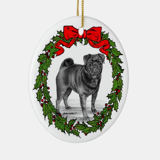 Black Pug Dog Art van Glenda S. Harlan Keramisch Ornament (Rechts)