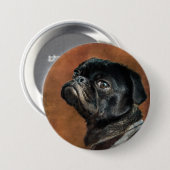 Black Pug Dog Artwork Ronde Button 7,6 Cm (Voorkant /achterkant)
