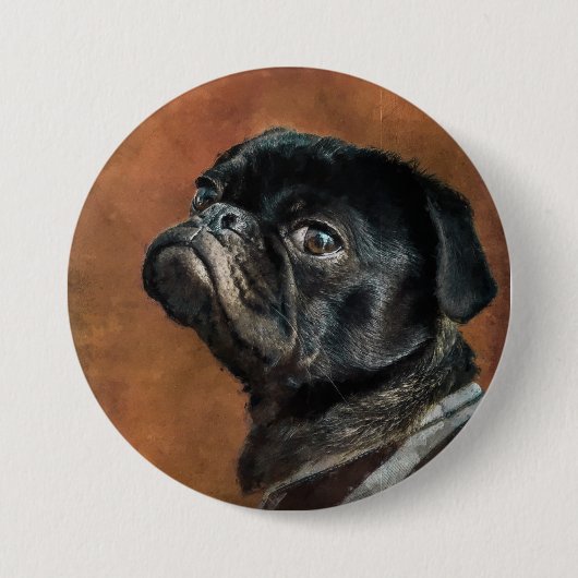 Black Pug Dog Artwork Ronde Button 7,6 Cm (Voorkant)