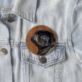 Black Pug Dog Artwork Ronde Button 7,6 Cm (In situ)