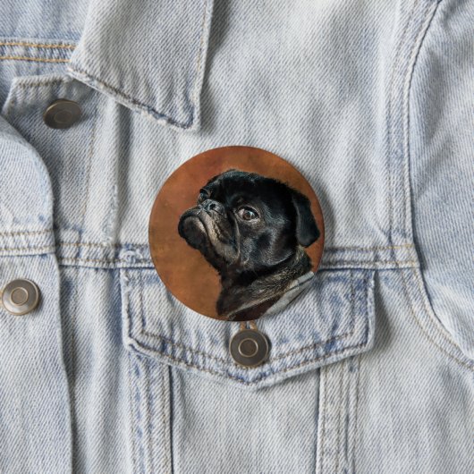 Black Pug Dog Artwork Ronde Button 7,6 Cm (In situ)