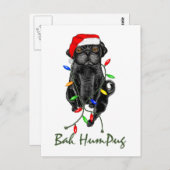 Black Pug Dog Bah Humpug Funny Kerstmis Briefkaart (Voorkant / Achterkant)
