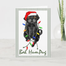 Black Pug Dog Bah Humpug Funny Kerstmis