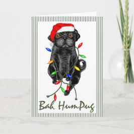 Black Pug Dog Bah Humpug Funny Kerstmis Feestdagen Kaart