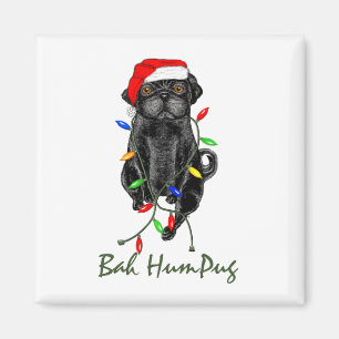 Black Pug Dog Bah Humpug Funny Kerstmis Magneet