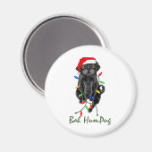 Black Pug Dog Bah Humpug Funny Kerstmis Magneet (Voorkant / Achterkant)