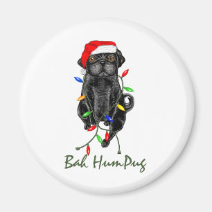 Black Pug Dog Bah Humpug Funny Kerstmis Magneet