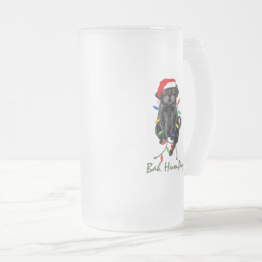 Black Pug Dog Bah Humpug Funny Kerstmis Matglas Bierpul (Voorkant rechts)