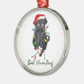 Black Pug Dog Bah Humpug Funny Kerstmis Metalen Ornament (Links)