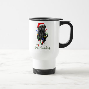 Black Pug Dog Bah Humpug Funny Kerstmis Reisbeker