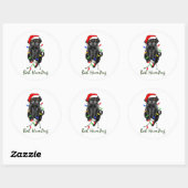 Black Pug Dog Bah Humpug Funny Kerstmis Ronde Sticker (Vel)