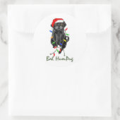 Black Pug Dog Bah Humpug Funny Kerstmis Ronde Sticker (Tas)