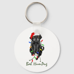 Black Pug Dog Bah Humpug Funny Kerstmis Sleutelhanger